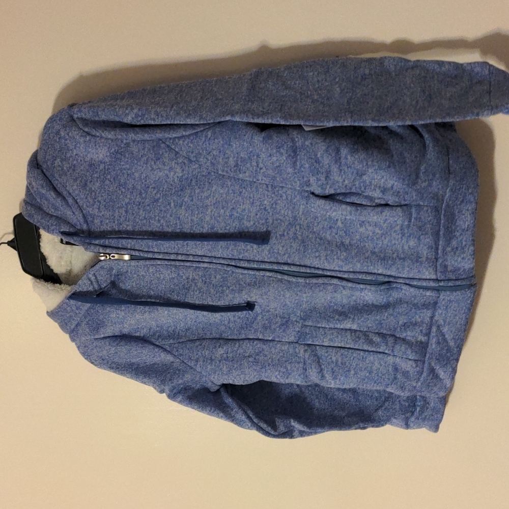 Starting point XL Sherpa full zip hooded sweatshirt blue/white